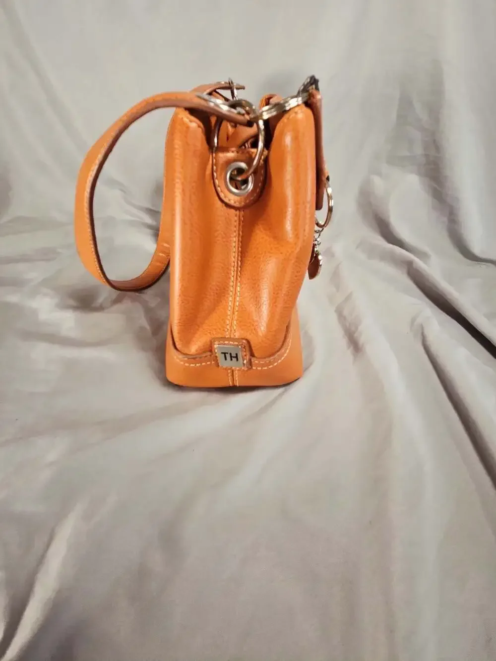 Tommy Hilfiger Pebbled Leather Hobo Shoulder Bag with Heart Charm